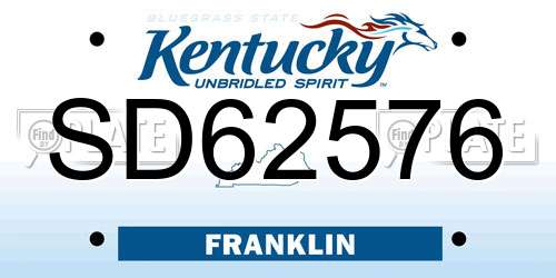 SD62576 Kentucky License Plate