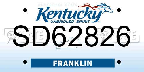 SD62826 Kentucky License Plate