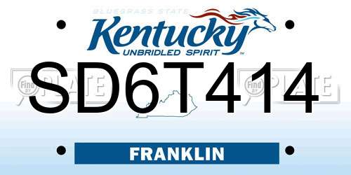 SD6T414 Kentucky License Plate