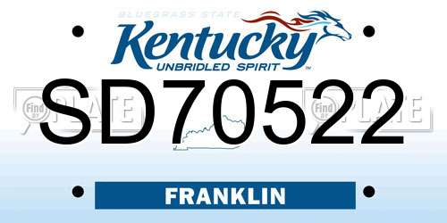 SD70522 Kentucky License Plate