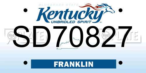 SD70827 Kentucky License Plate