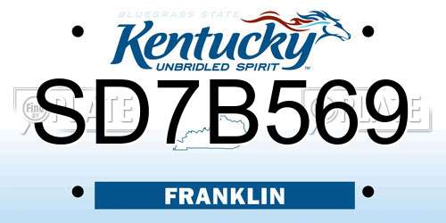 SD7B569 Kentucky License Plate