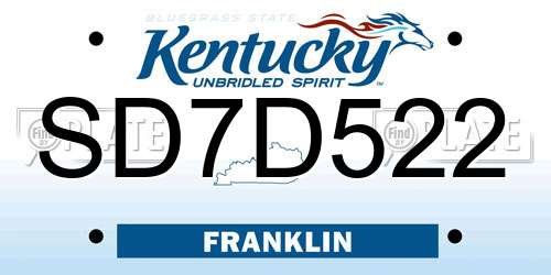 SD7D522 Kentucky License Plate