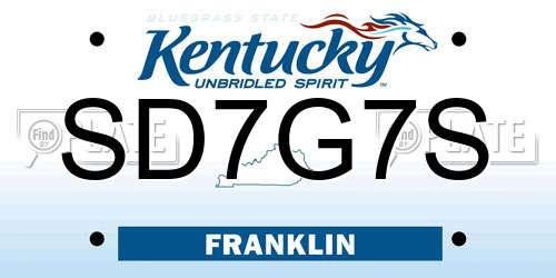 SD7G7S Kentucky License Plate