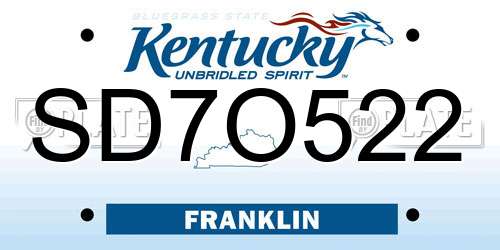 SD7O522 Kentucky License Plate