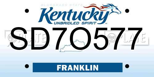 SD7O577 Kentucky License Plate