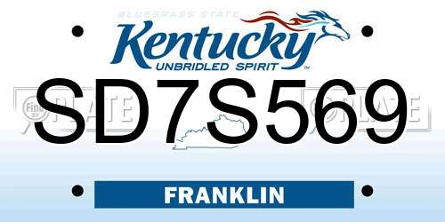 SD7S569 Kentucky License Plate