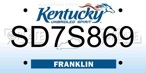 SD7S869 Kentucky License Plate