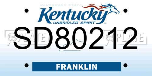 SD80212 Kentucky License Plate