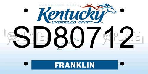 SD80712 Kentucky License Plate