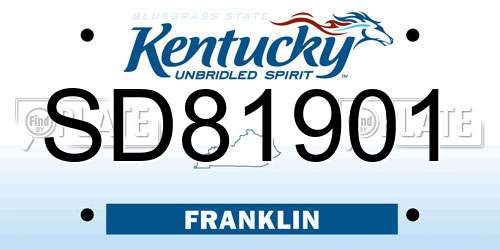 SD81901 Kentucky License Plate