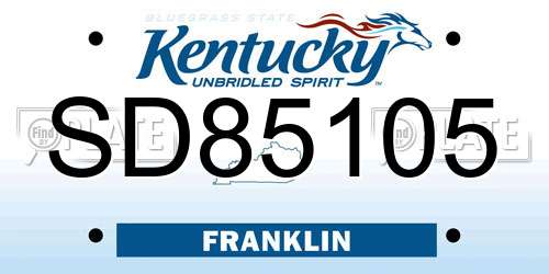 SD85105 Kentucky License Plate