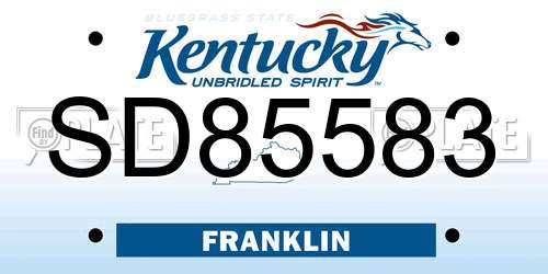 SD85583 Kentucky License Plate
