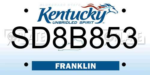 SD8B853 Kentucky License Plate