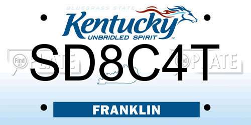 SD8C4T Kentucky License Plate