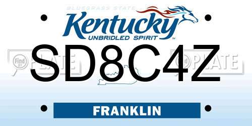 SD8C4Z Kentucky License Plate