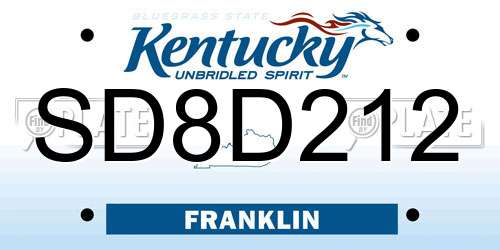 SD8D212 Kentucky License Plate
