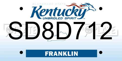 SD8D712 Kentucky License Plate