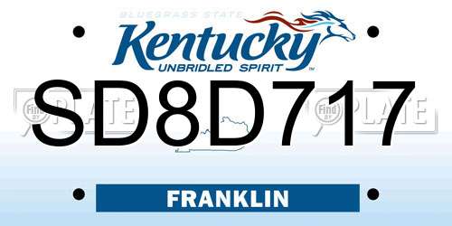 SD8D717 Kentucky License Plate
