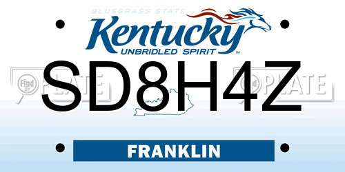 SD8H4Z Kentucky License Plate