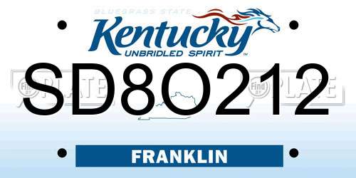 SD8O212 Kentucky License Plate