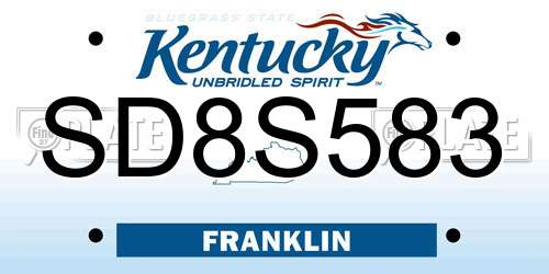 SD8S583 Kentucky License Plate