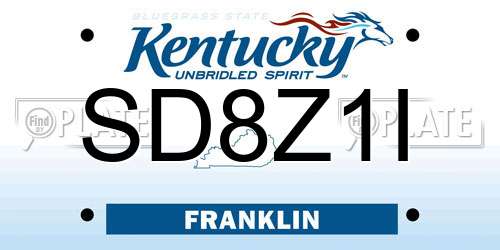 SD8Z1I Kentucky License Plate