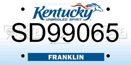 SD99065 Kentucky License Plate