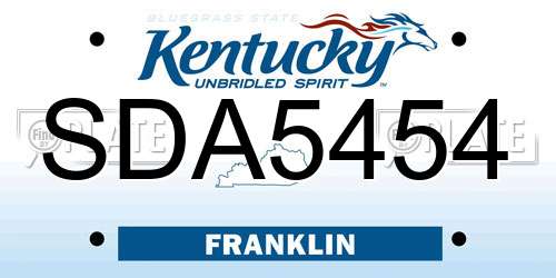 SDA5454 Kentucky License Plate