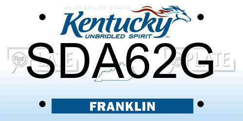 SDA62G Kentucky License Plate