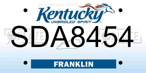 SDA8454 Kentucky License Plate