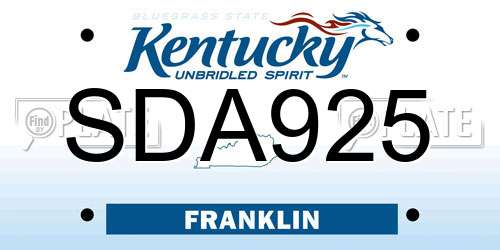 SDA925 Kentucky License Plate