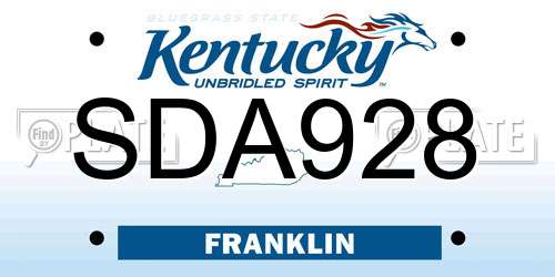 SDA928 Kentucky License Plate