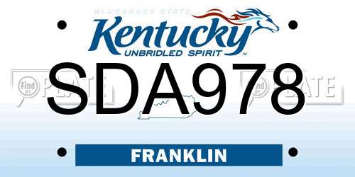 SDA978 Kentucky License Plate