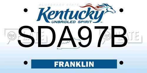 SDA97B Kentucky License Plate