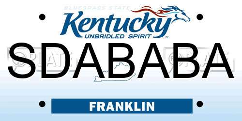 SDABABA Kentucky License Plate