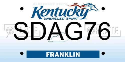 SDAG76 Kentucky License Plate