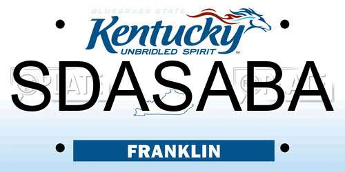SDASABA Kentucky License Plate