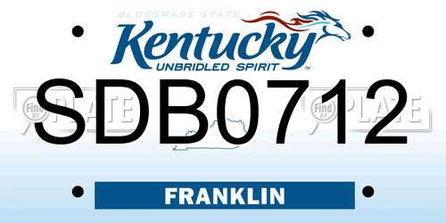 SDB0712 Kentucky License Plate