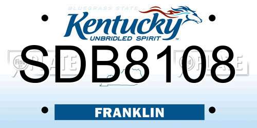 SDB8108 Kentucky License Plate