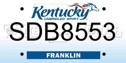 SDB8553 Kentucky License Plate