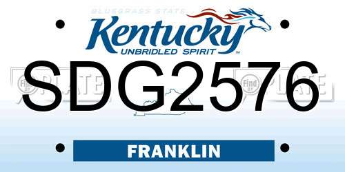 SDG2576 Kentucky License Plate