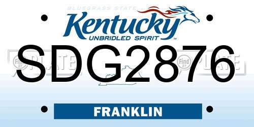 SDG2876 Kentucky License Plate