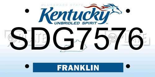 SDG7576 Kentucky License Plate