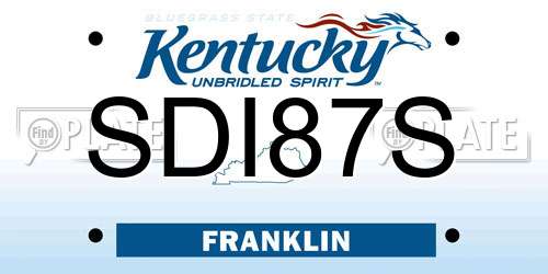SDI87S Kentucky License Plate