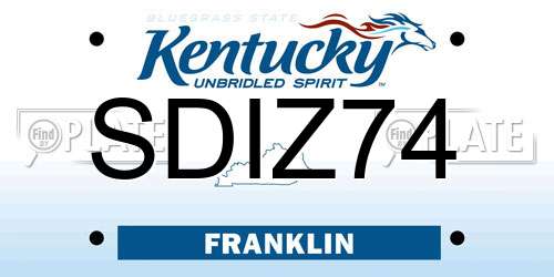 SDIZ74 Kentucky License Plate