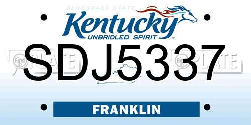 SDJ5337 Kentucky License Plate