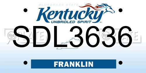 SDL3636 Kentucky License Plate