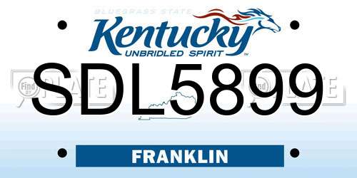 SDL5899 Kentucky License Plate