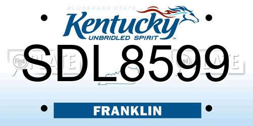 SDL8599 Kentucky License Plate